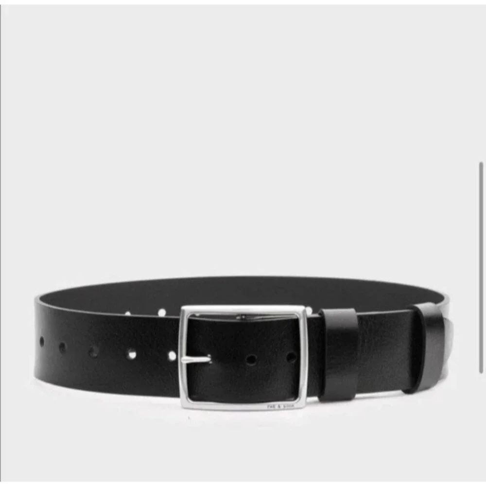 NWT Rag & Bone Leather Jumbo Boyfriend Waist Belt, Black, Medium